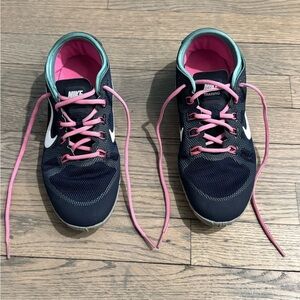 Nike Blue and pink free bionic running shoes, size 9.5